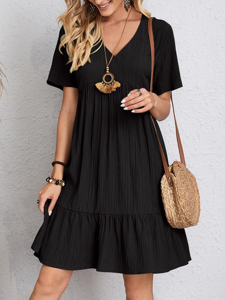 Flowy Textured V-Neck Dress