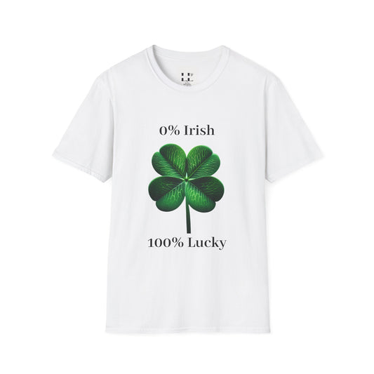 Unisex Softstyle T-Shirt: 0% Irish 100% Lucky Graphic Tee