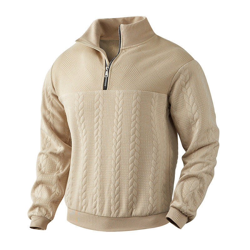 Men's Quilted Long-Sleeved Quarter-Zip Pullover