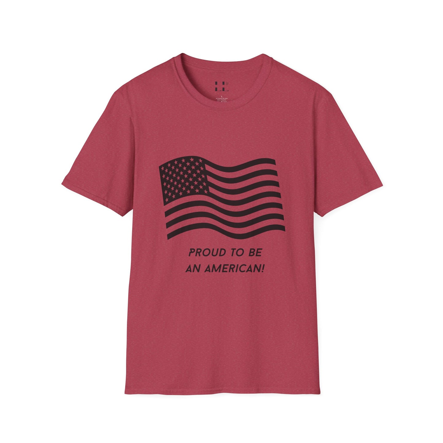 Proud to Be an American T-Shirt | Flag | Black Print - Unisex Softstyle Tee