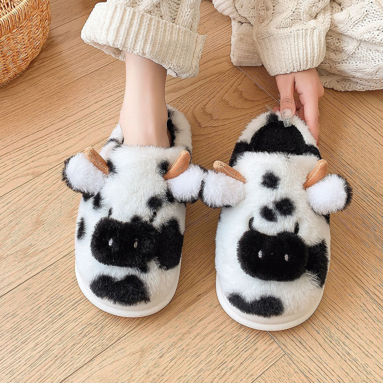 #24 - Cow Plush Slippers