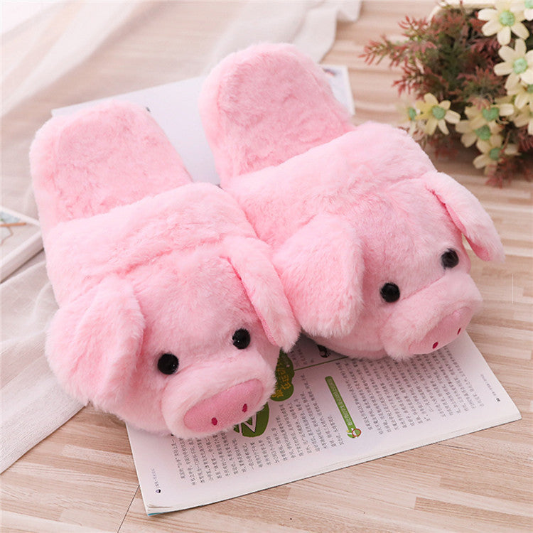 #2 - Pink Pig Plush Slippers
