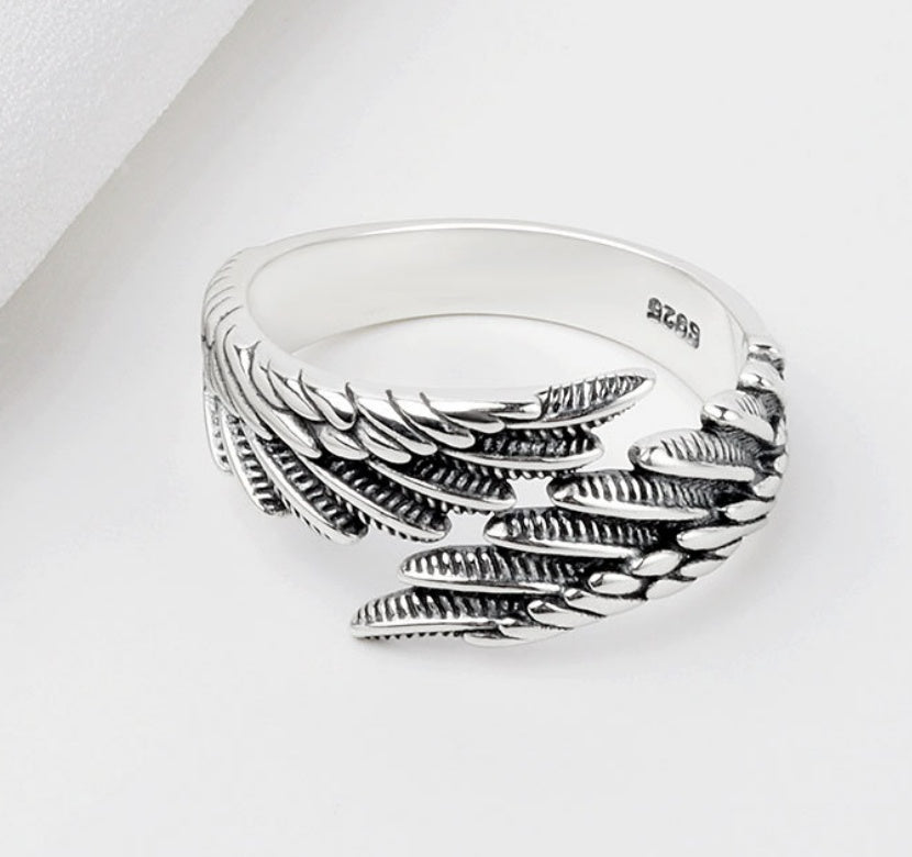 Inspirational Angel Wing Silver Ring