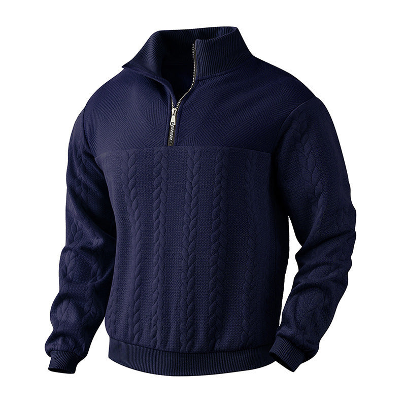 Men's Quilted Long-Sleeved Quarter-Zip Pullover