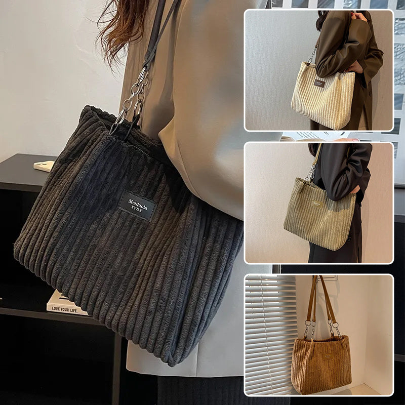 Large Capacity Corduroy Shoulder Bag