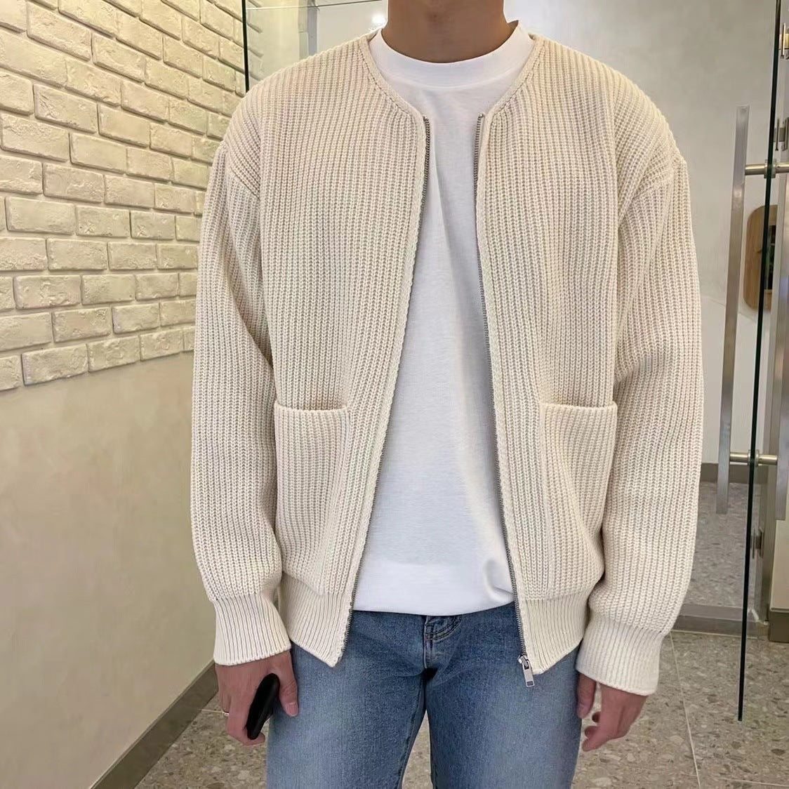Men's Knit Zippered Cardigan
