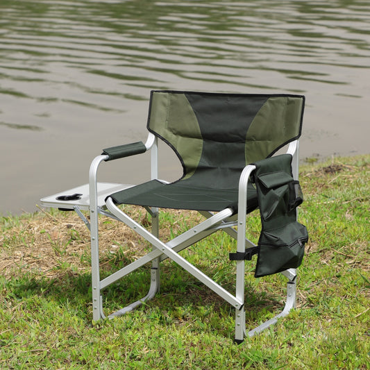 Lightweight Padded Folding Chair with Side Table & Storage