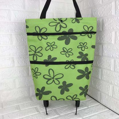 Foldable Oxford Shopping Tote with Wheels
