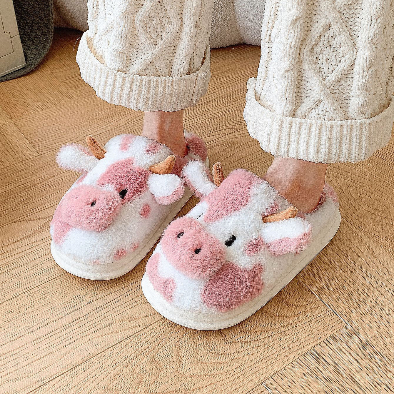 #24 - Cow Plush Slippers