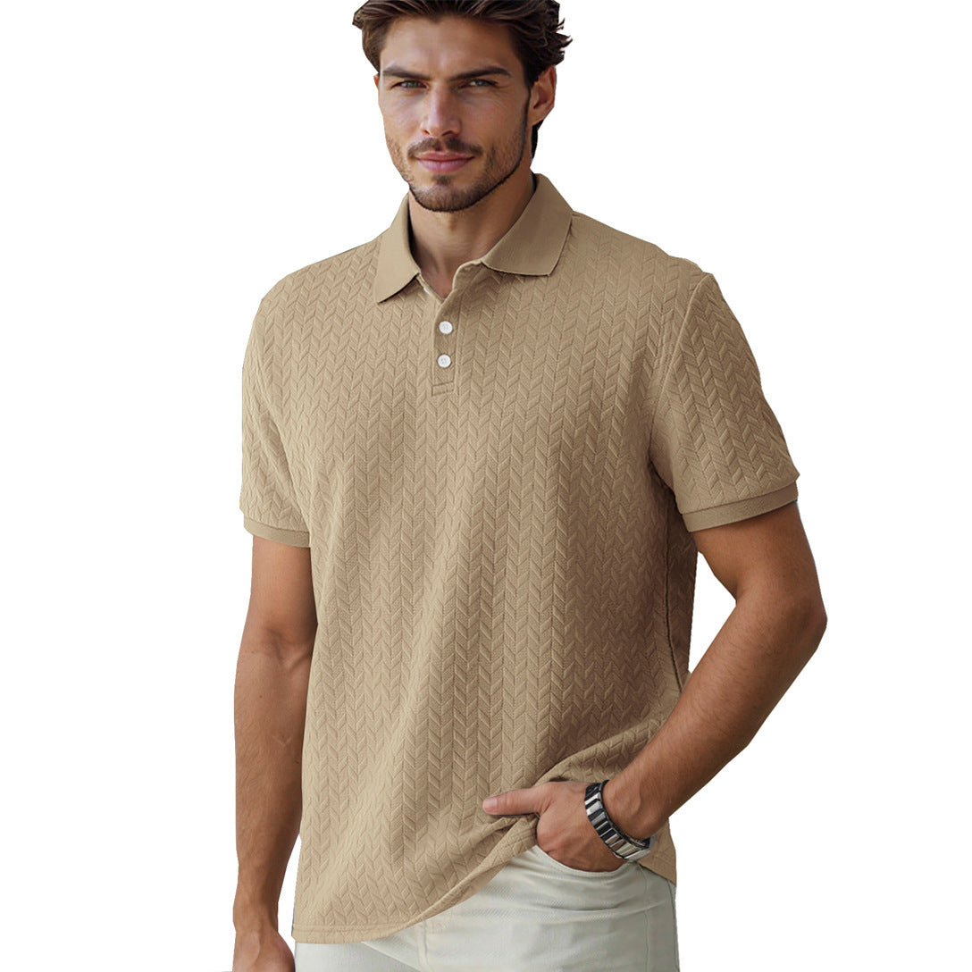 Solid Color Men's Patterned Polo Shirt