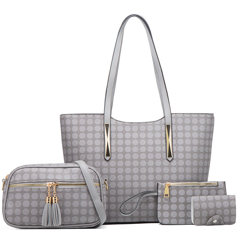 Women’s Fashion Handbag Set | Polka Dot 4-Piece Bundle | Tote & Crossbody Bags