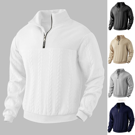 Men's Quilted Long-Sleeved Quarter-Zip Pullover