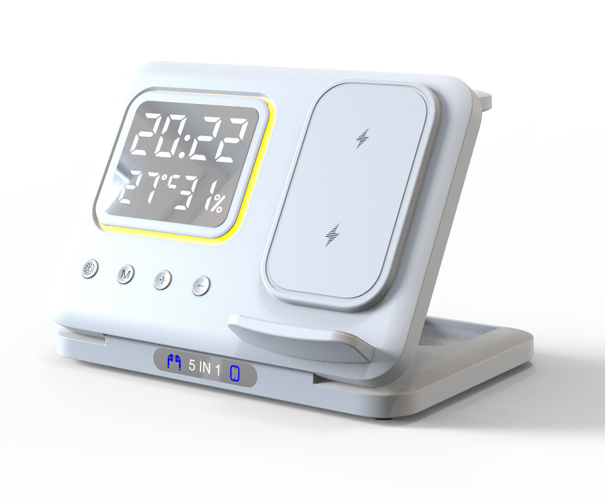 15W LED Digital Alarm Clock and Wireless Charging Station