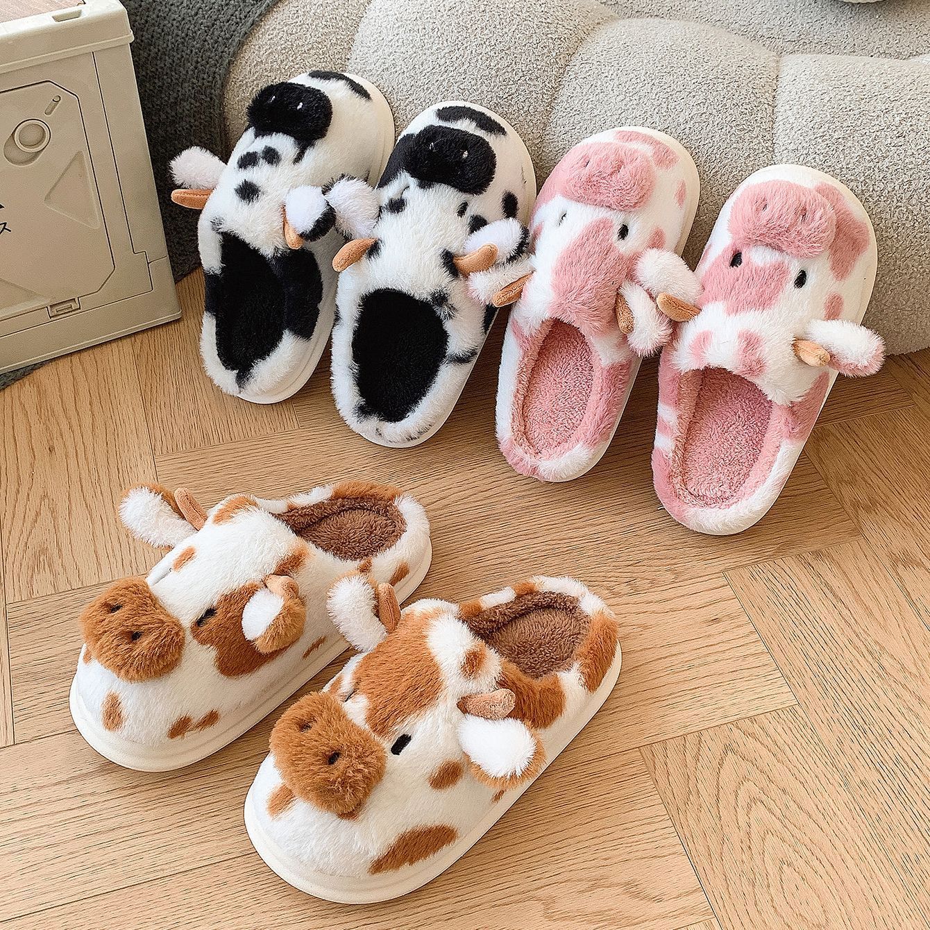 #24 - Cow Plush Slippers