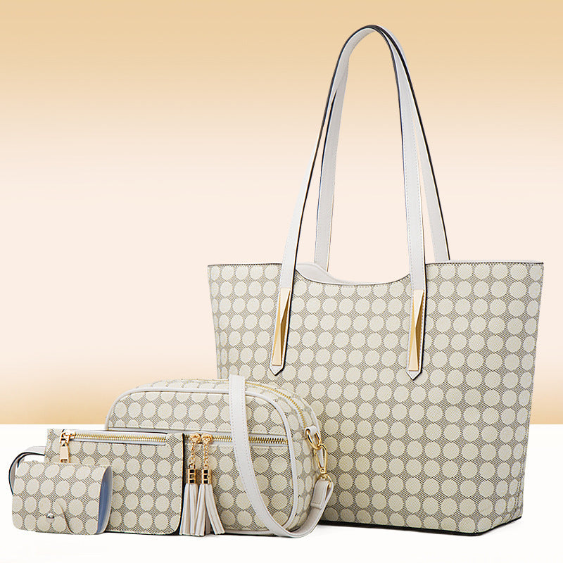 Women’s Fashion Handbag Set | Polka Dot 4-Piece Bundle | Tote & Crossbody Bags