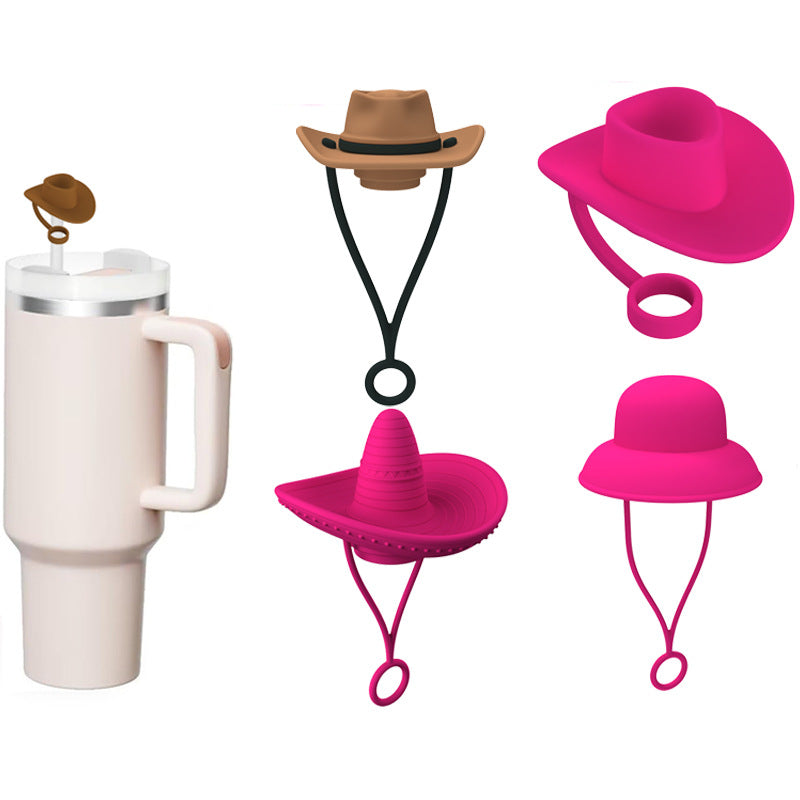 Novelty Straw Toppers - Reusable Cowboy Hat