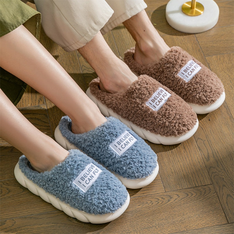 #3 - Women's Warm Plush Home Slippers "I Believe I Can Fly"