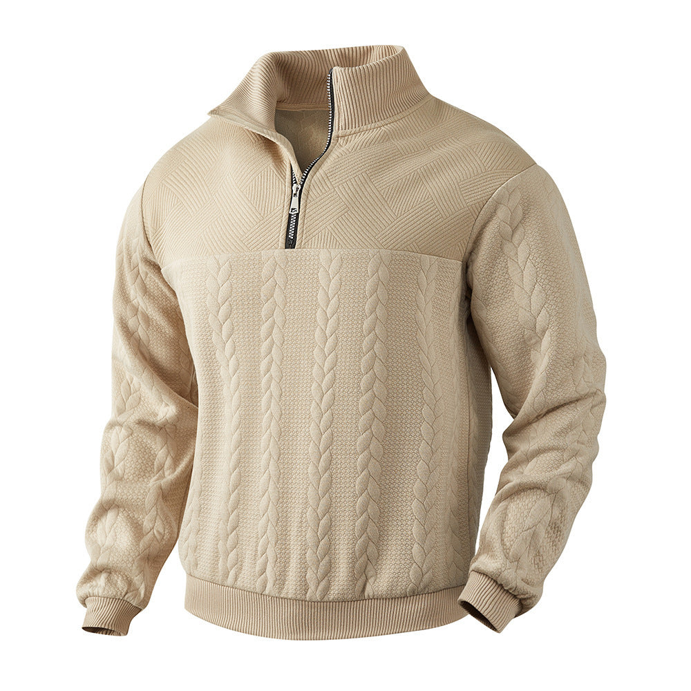 Men's Quilted Long-Sleeved Quarter-Zip Pullover