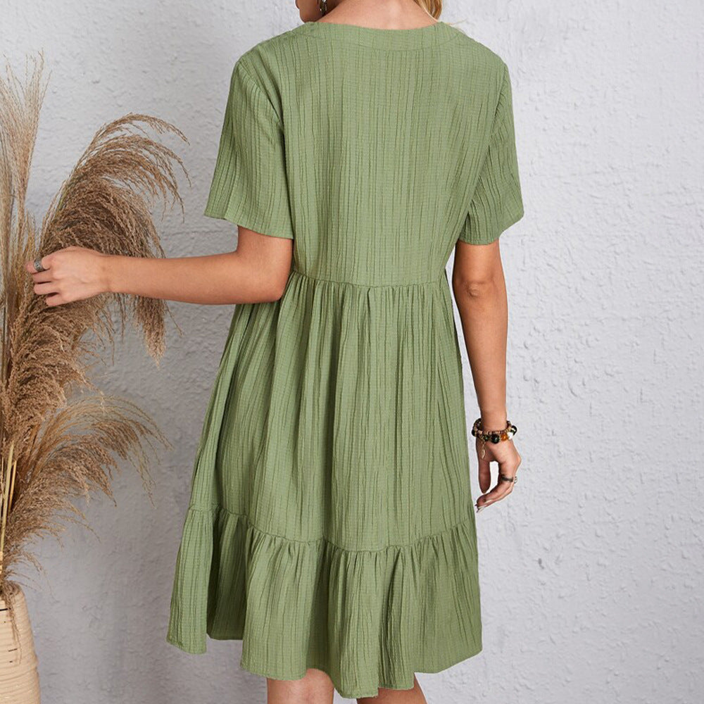 Flowy Textured V-Neck Dress