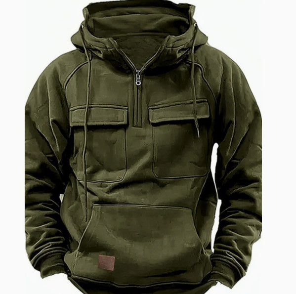 Men's Zip-Up Pocketed Hoodie