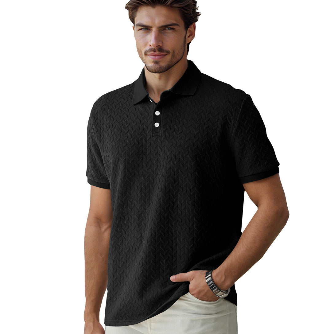 Solid Color Men's Patterned Polo Shirt