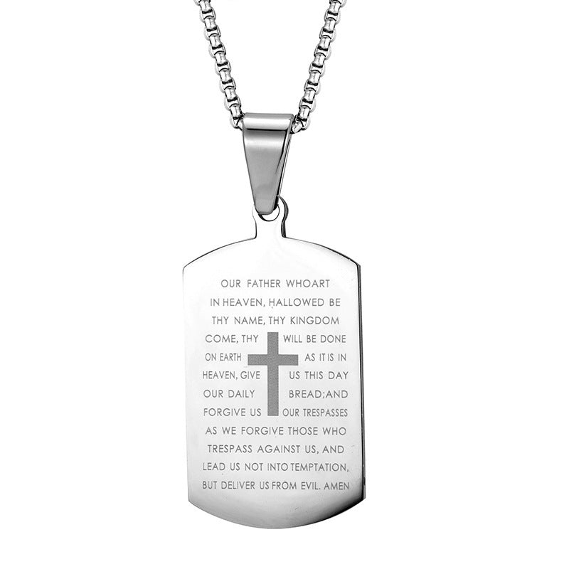 Lord's Prayer Dog Tag Pendant and Necklace