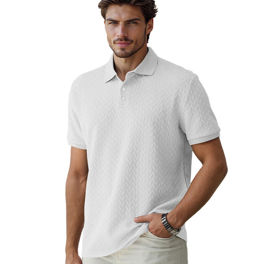 Solid Color Men's Patterned Polo Shirt