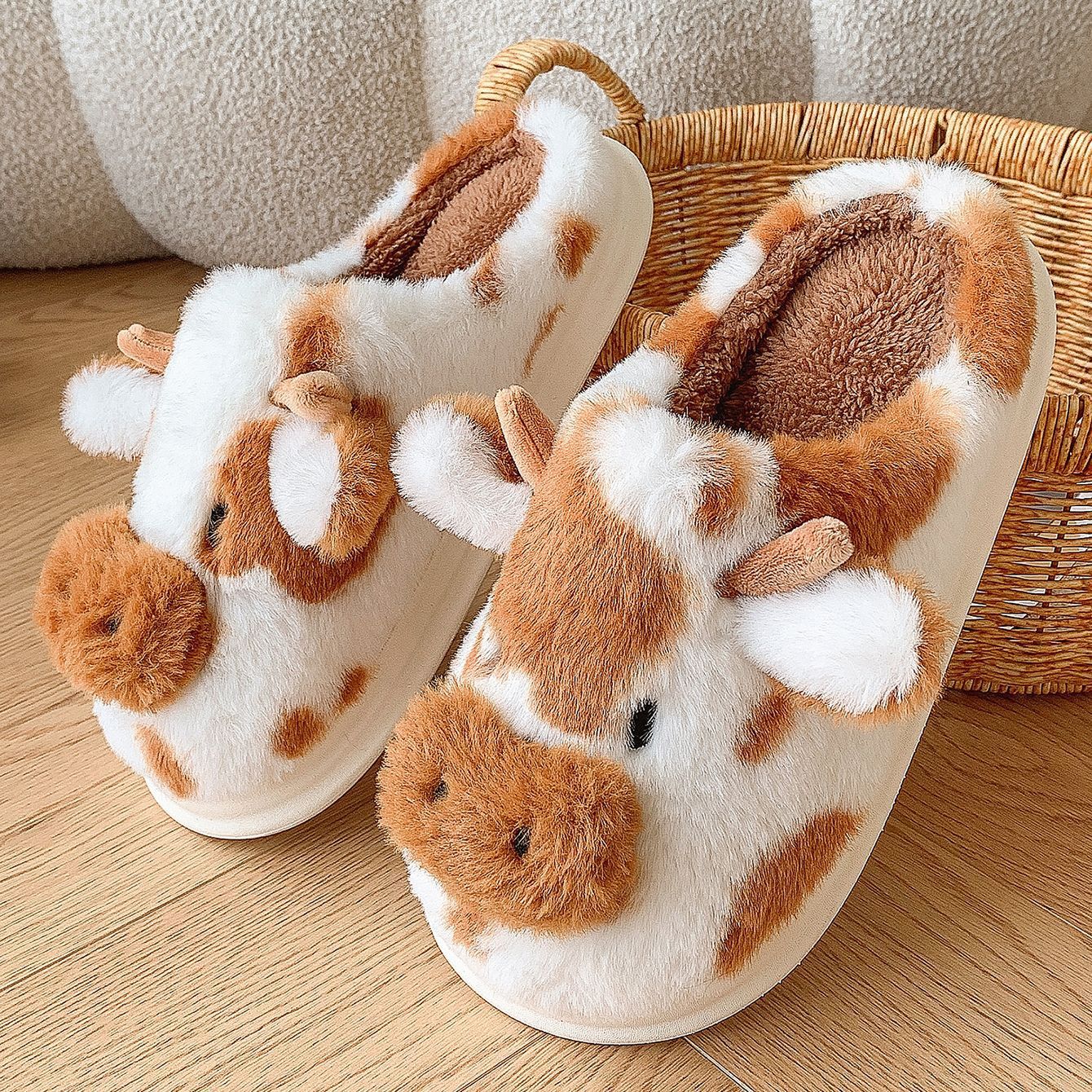 #24 - Cow Plush Slippers