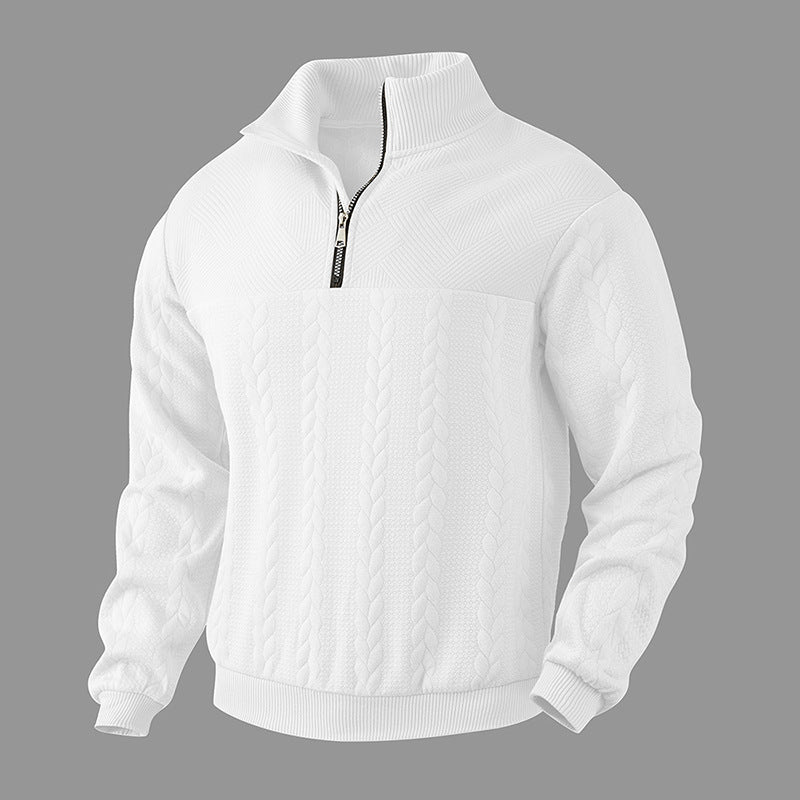 Men's Quilted Long-Sleeved Quarter-Zip Pullover