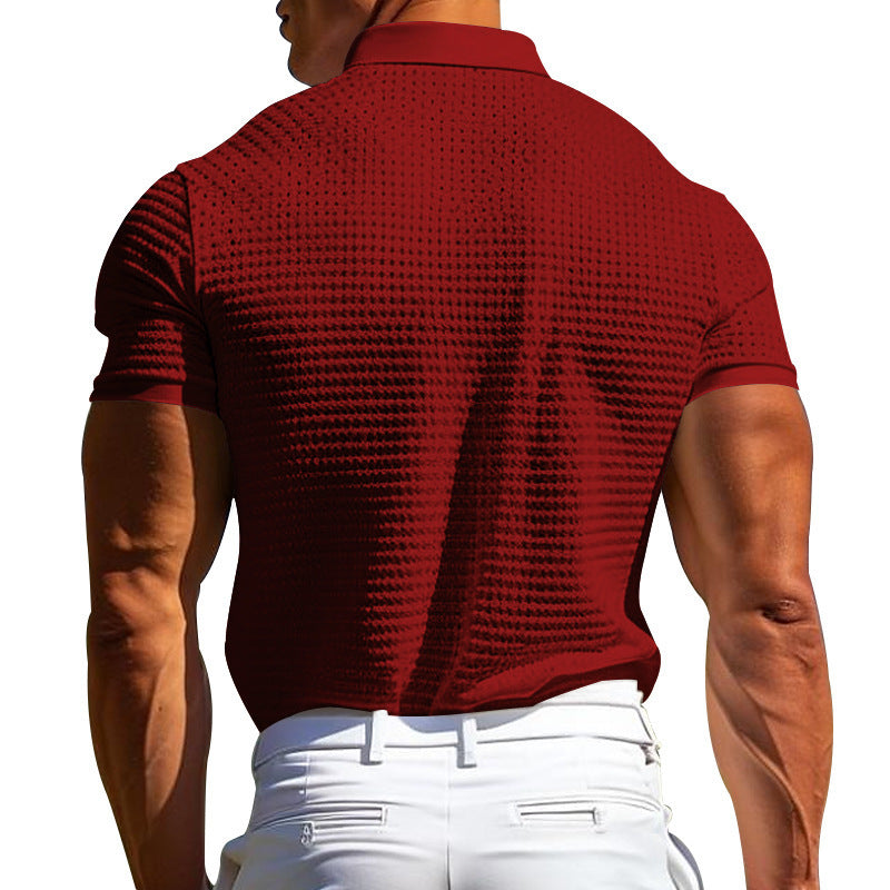 Men's Waffle Pattern Polo Shirt