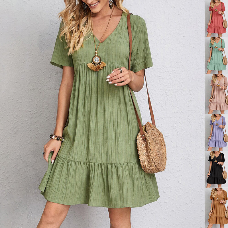 Flowy Textured V-Neck Dress