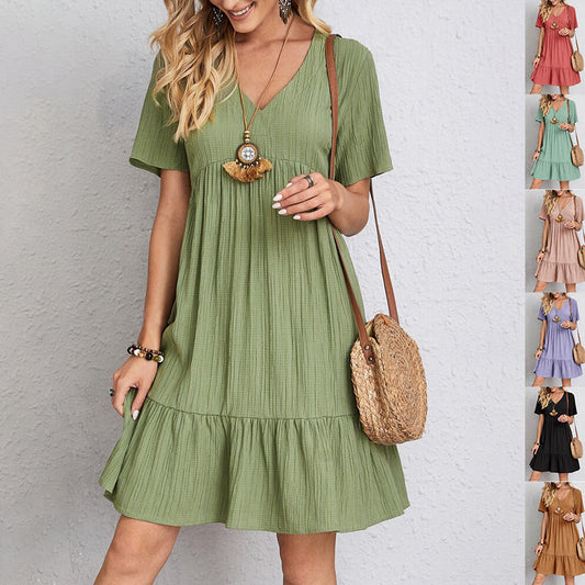 Flowy Textured V-Neck Dress