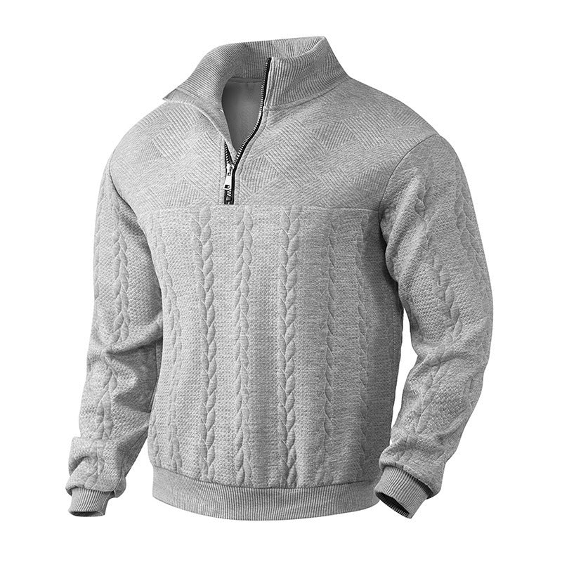 Men's Quilted Long-Sleeved Quarter-Zip Pullover