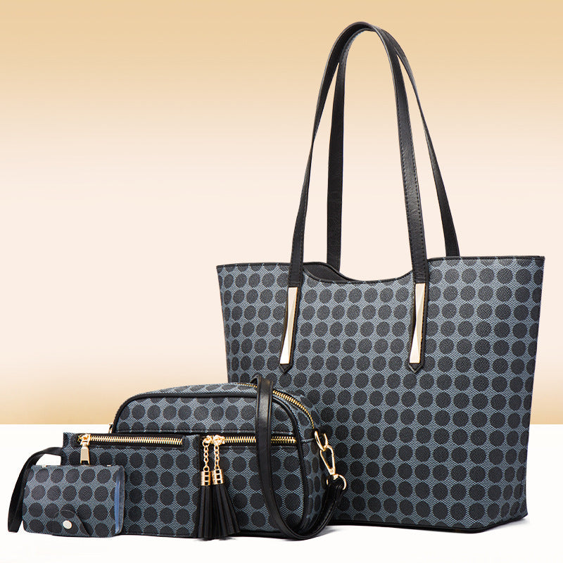 Women’s Fashion Handbag Set | Polka Dot 4-Piece Bundle | Tote & Crossbody Bags