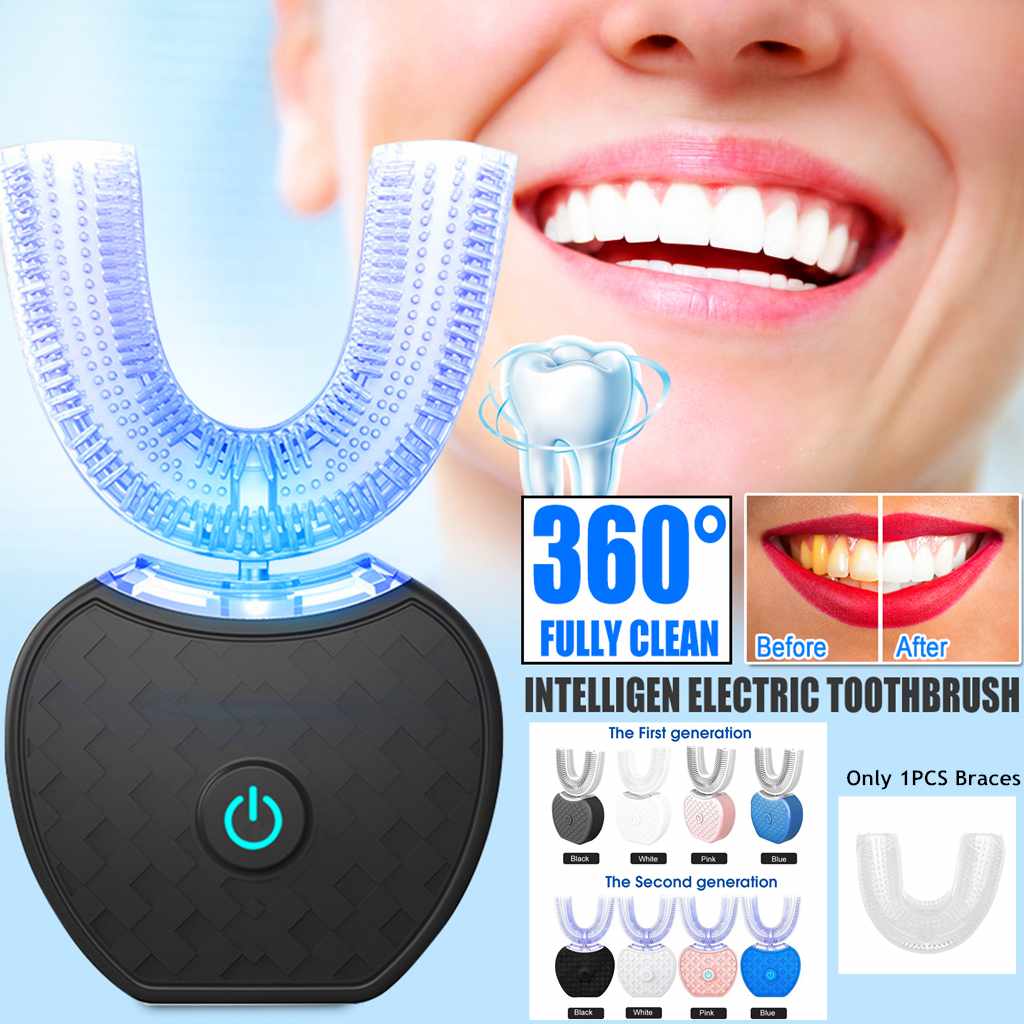 360° Automatic Toothbrush with Whitening Blue Light