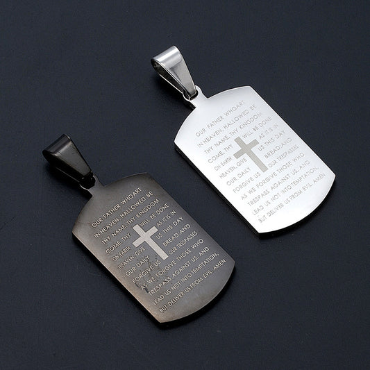 Lord's Prayer Dog Tag Pendant and Necklace