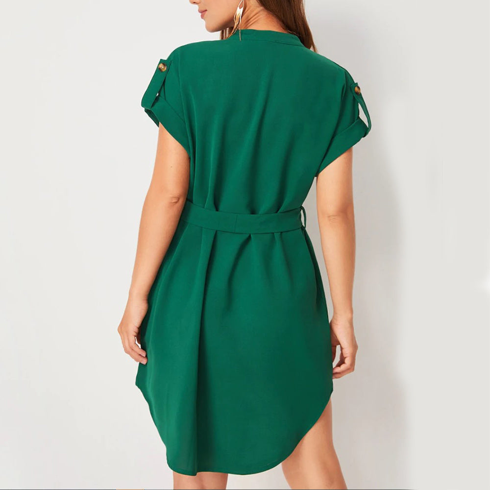 Sleek Stretch Belted Dress