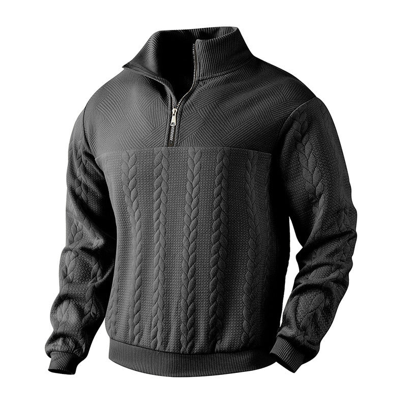 Men's Quilted Long-Sleeved Quarter-Zip Pullover