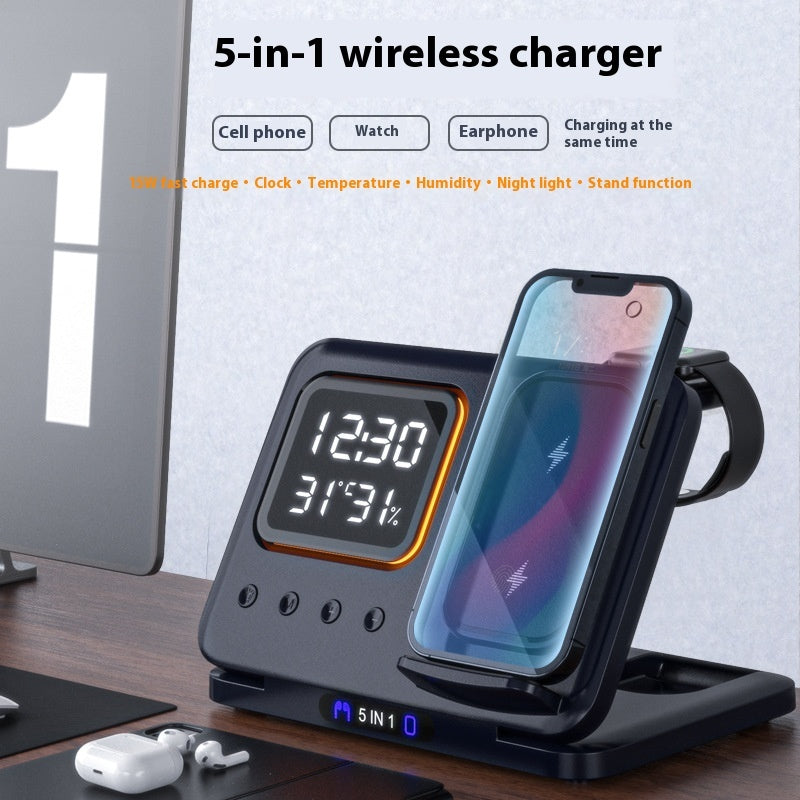 15W LED Digital Alarm Clock and Wireless Charging Station
