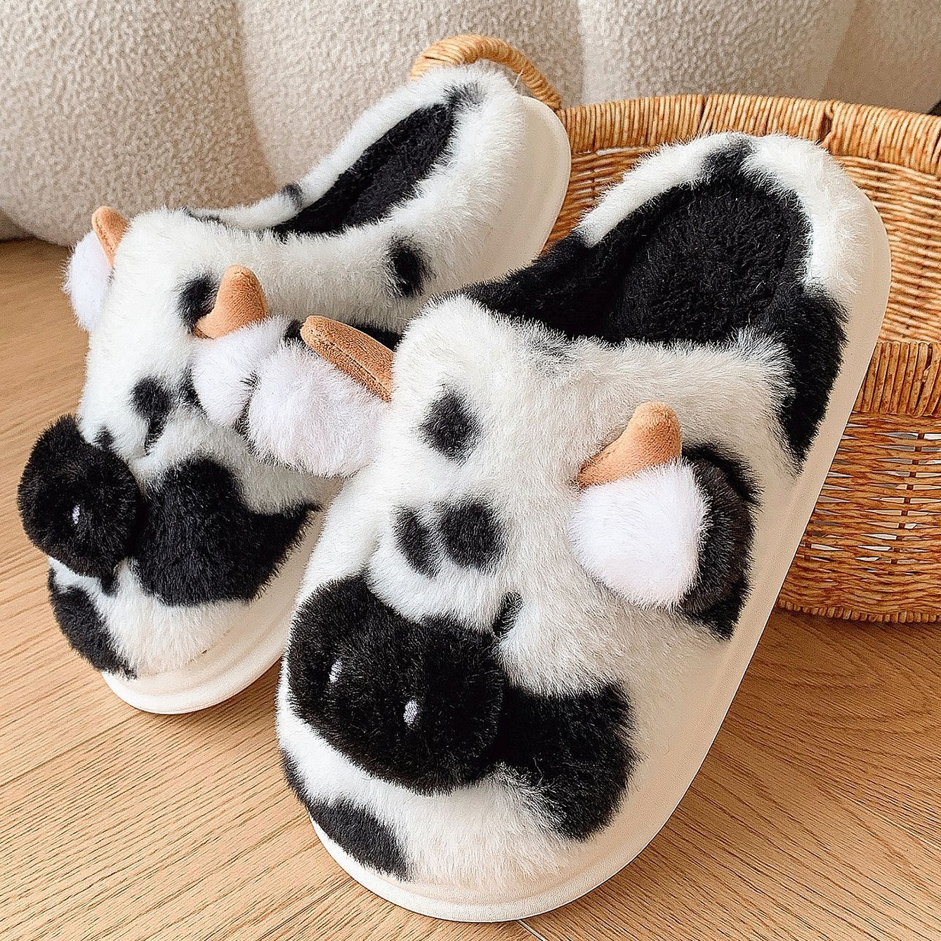 #24 - Cow Plush Slippers